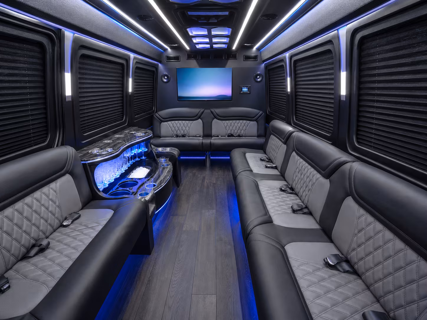 bryan 50 passenger party bus inside